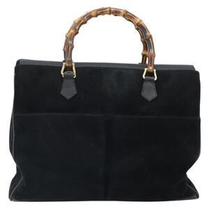 Gucci Bamboo Suede Black Suede Tote Bag Bag